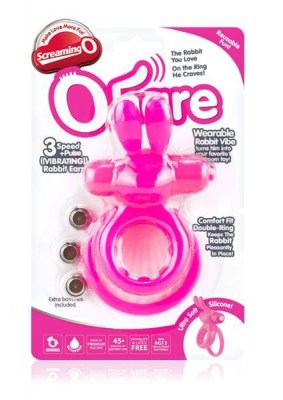 Розовое виброкольцо THE OHARE с подхватом мошонки, производитель: Screaming O