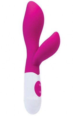 Ярко-розовый вибратор Lilu с клиторальным стимулятором - 20 см., производитель: A-toys