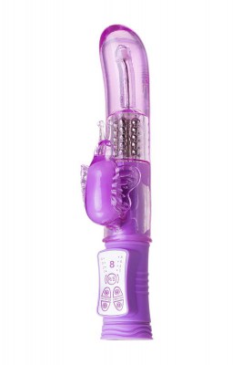 Фиолетовый вибратор High-Tech fantasy с бабочкой для клитора - 22,4 см., производитель: A-toys