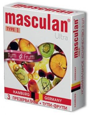 Жёлтые презервативы Masculan Ultra Tutti-Frutti с фруктовым ароматом - 3 шт., производитель: Masculan