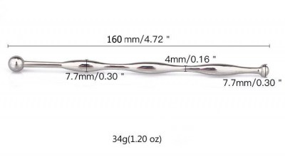 Металлический уретральный стимулятор - 16 см.
