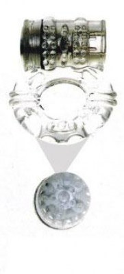 Прозрачное эрекционное кольцо с вибратором и стимуляцией клитора, производитель: Sextoy