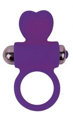Фиолетовое эрекционное виброкольцо с сердечком