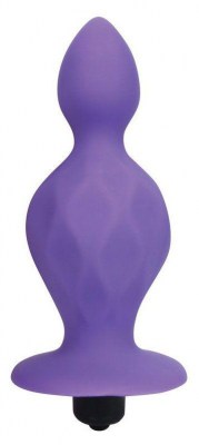 Фиолетовая коническая анальная вибровтулка - 10 см.