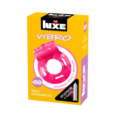 Розовое эрекционное виброкольцо Luxe VIBRO 
