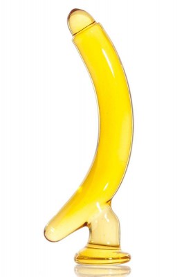 Жёлтый стимулятор-банан из стекла - 16,5 см., производитель: Sexus