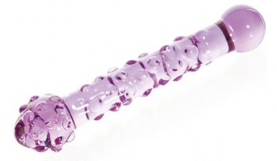 Нежно-фиолетовый стеклянный фаллоимитатор с шишечками - 18 см., производитель: Sexus