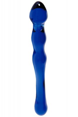 Синий стеклянный фаллоимитатор с наплывами - 21 см., производитель: Sexus