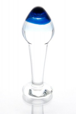 Стеклянная анальная втулка с синим кончиком - 11,5 см., производитель: Sexus