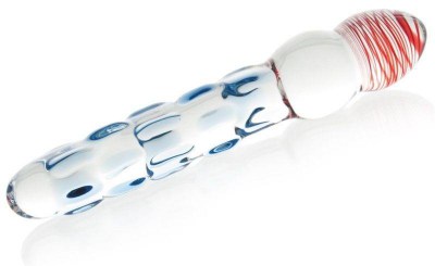 Стеклянный двусторонний фаллоимитатор с шишечками - 19 см., производитель: Sexus