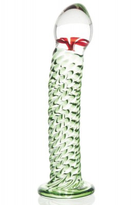 Стеклянный фаллоимитатор со спиралевидным рельефом - 16,5 см., производитель: Sexus