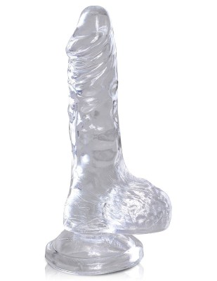 Прозрачный фаллоимитатор King Cock Clear 4" Cock with Balls - 12,7 см.