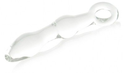 Стеклянная анальная втулка с ручкой-кольцом - 14 см., производитель: Sexus