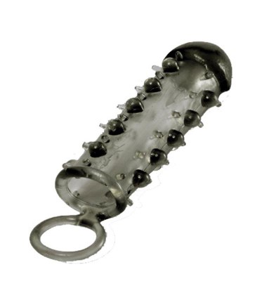 Дымчатая стимулирующая насадка с закрытой головкой samurai penis sleeve black - 14,5 см., производитель: NMC