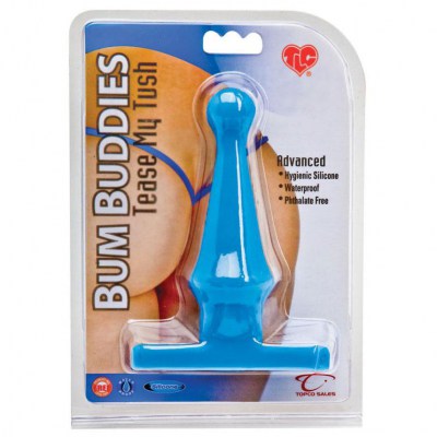 Голубая анальная пробка Bum Buddies Tease My Tush Advanced Silicone Anal Plug - 15 см., производитель: Topco Sales