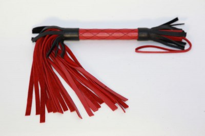 Красно-черная кожаная плётка - 51 см., производитель: БДСМ Арсенал