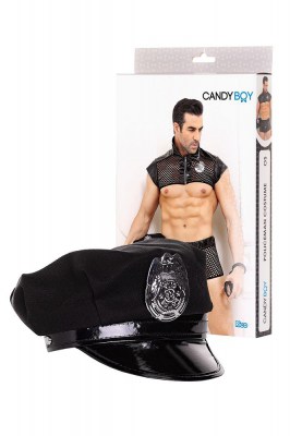 Костюм полицейского Candy Boy Rico (топ, боксеры, головной убор, наручники), черный, OS, производитель: Candy Boy
