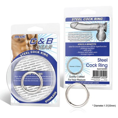 Стальное эрекционное кольцо STEEL COCK RING - 3.5 см., производитель: BlueLine