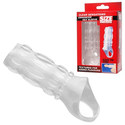 Насадка на пенис с кольцом для мошонки Clear Sensations Enhancer Sex Sleeve - 11,5 см., производитель: XR Brands