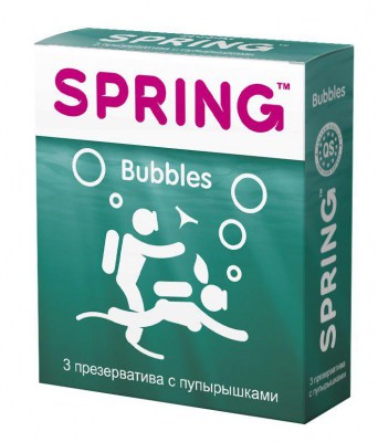 Презервативы SPRING BUBBLES с пупырышками - 3 шт., производитель: SPRING