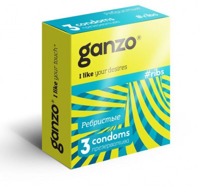 Презервативы с ребристой структурой ganzo ribs, производитель: Ganzo
