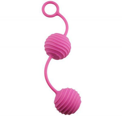 Розовые вагинальные шарики с ребристым рельефом, производитель: Dream Toys