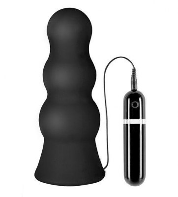 Чёрная анальная втулка большого размера с вибрацией MENZSTUFF VIBRATING BUTTCRASHER PAWN - 20 см., производитель: Dream Toys