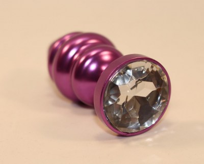 Анальная пробка нежно фиолетового цвета с ярким кристаллом