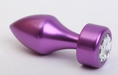 Анальная пробка нежно фиолетового цвета с ярким кристаллом