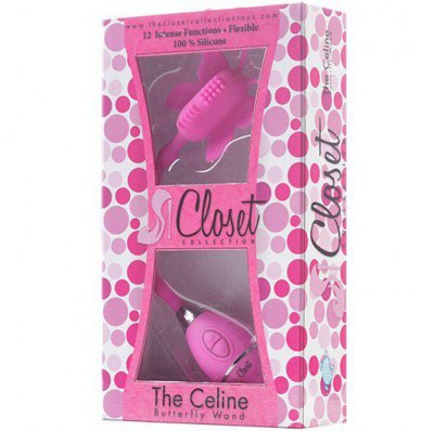 Розовый вибростимулятор-бабочка на ручке THE CELINE BUTTERFLY, производитель: Closet Collection