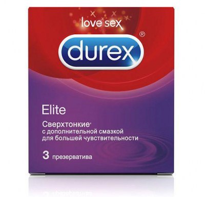 Сверхтонкие презервативы Durex Elite - 3 шт., производитель: Durex