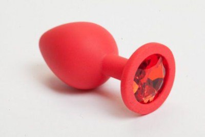 Красная силиконовая пробка с кристаллом - 7,1 см., производитель: 4sexdreaM