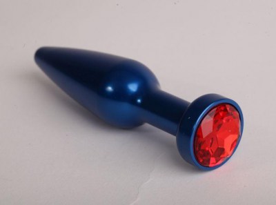 Синяя анальная пробка с красным кристаллом - 11,2 см., производитель: 4sexdreaM