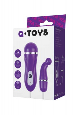 Фиолетовый вибростимулятор с загнутым кончиком, производитель: A-toys