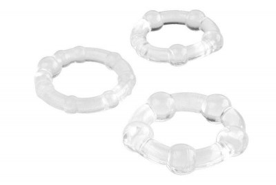 Набор из 3 прозрачных эрекционных колец с разным рельефом, производитель: A-toys