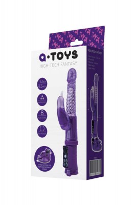 Фиолетовый вибратор с клиторальным стимулятором и крепкой присоской в основании, производитель: A-toys