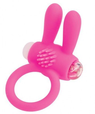 Розовое эрекционное виброкольцо A-toys с ушками, производитель: A-toys