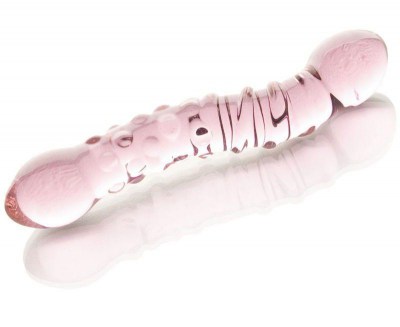 Двусторонний розовый фаллос  с рёбрами и точками - 19,5 см., производитель: Sexus
