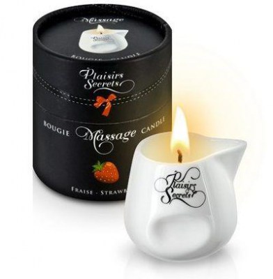 Массажная свеча с ароматом клубники Bougie de Massage Gourmande Fraise - 80 мл., производитель: Plaisir Secret