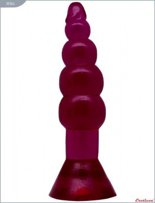Малиновая гелевая анальная ёлочка - 17 см., производитель: Eroticon
