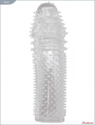Прозрачная насадка из геля с шипами - 14 см., производитель: Eroticon