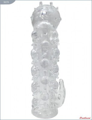 Прозрачная насадка с шипиками и хвостом - 11 см., производитель: Eroticon
