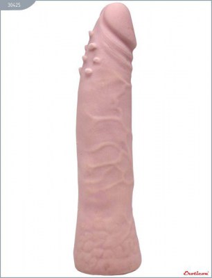 Телесный фаллоимитатор с шипиками под головкой - 18,5 см., производитель: Eroticon