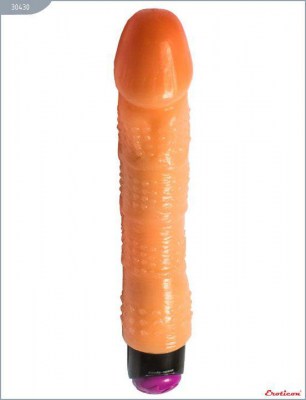 Телесный вибратор-реалистик с шишечками на стволе - 26,5 см., производитель: Eroticon