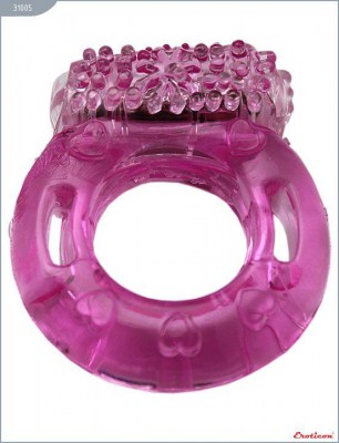 Эрекционное кольцо с виброэлементом и пупырышками, производитель: Eroticon