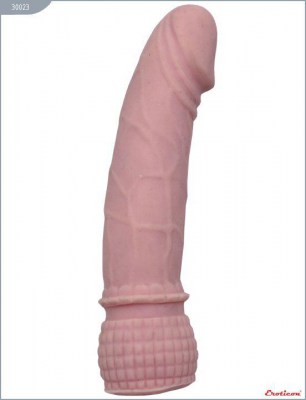 Телесный фаллоимитатор с рельефным основанием - 16 см., производитель: Eroticon
