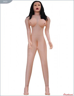 Надувная секс-кукла «Брюнетка» с длинными волосами и 3 отверстиями, производитель: Eroticon