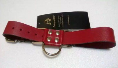 Широкие красные ременные наручники с полукольцом, производитель: Подиум