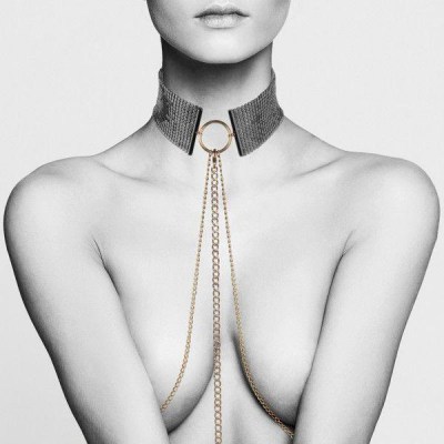 Чёрный ошейник с цепочками Desir Metallique Collar, производитель: Bijoux Indiscrets