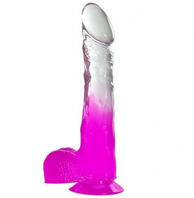 Фиолетовый фаллоимитатор с прозрачным стволом и присоской - 20 см.